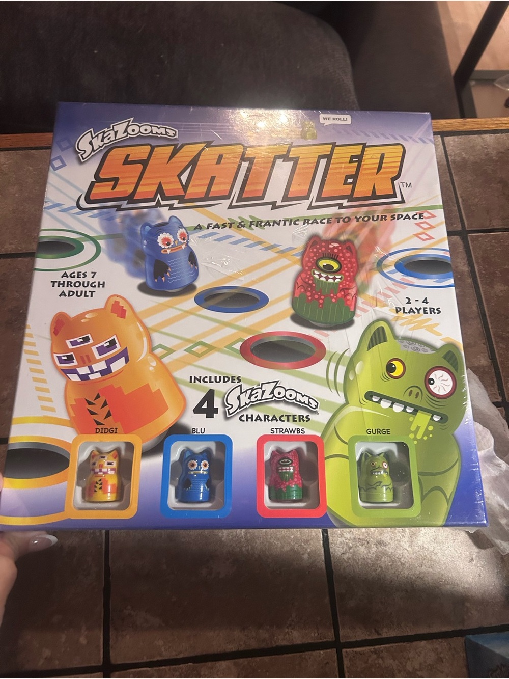 adidas Skatter Board Game with Green, Orange, Blue, Red Characters